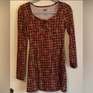 NEW SO Women's Orange and Brown Dress
